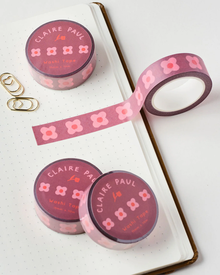 Pink Block Flower Washi Tape
