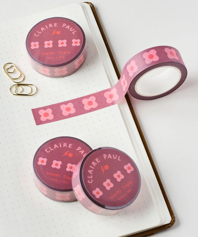 Pink Block Flower Washi Tape