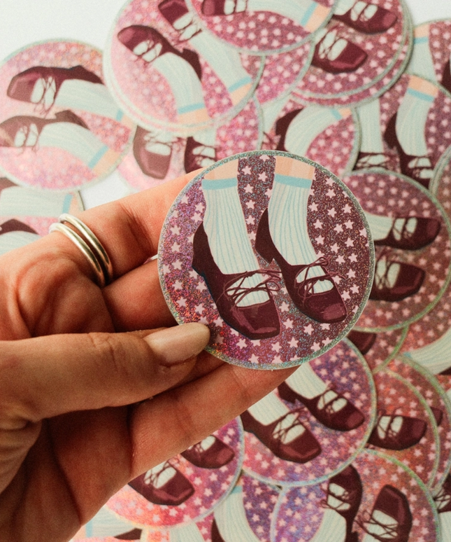 Mary Janes Glitter Sticker