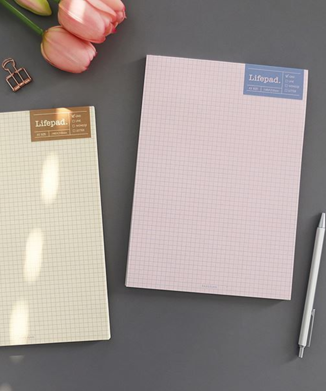 Lifepad A5 Notepad - Pink Grid