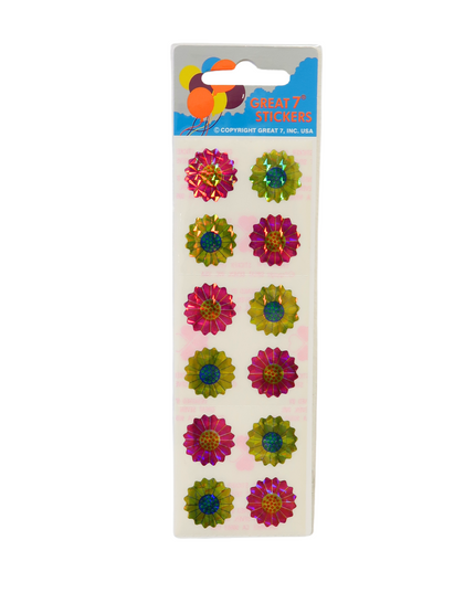 Pink & Yellow Prismatic Flower Stickers