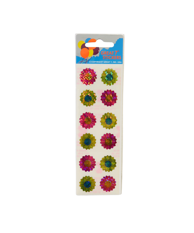 Pink & Yellow Prismatic Flower Stickers