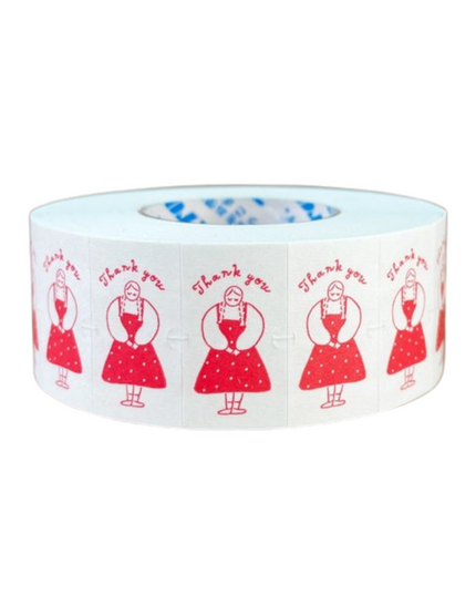 Red Lady Thank You Sticker Labels