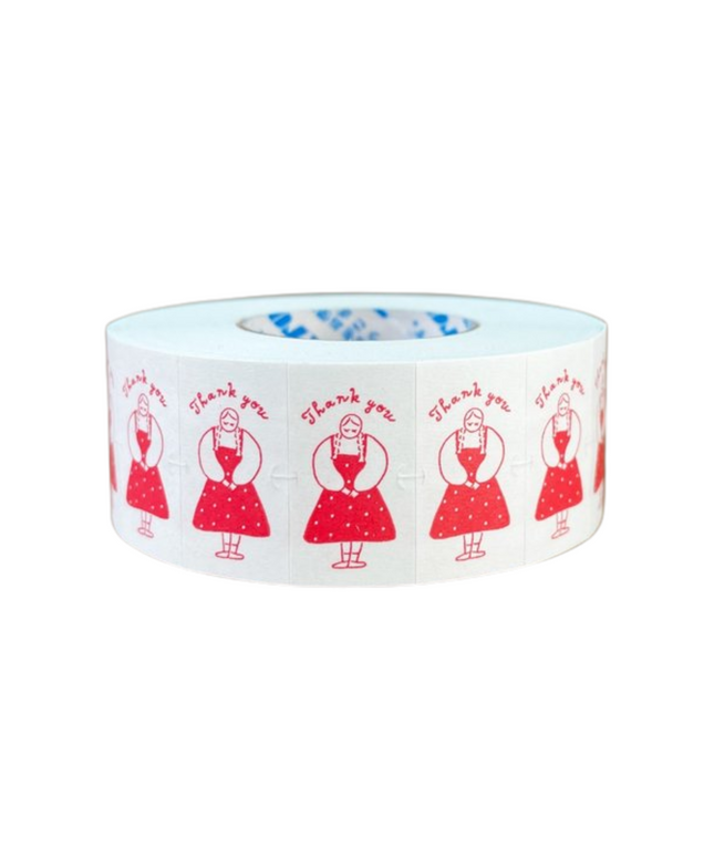 Red Lady Thank You Sticker Labels