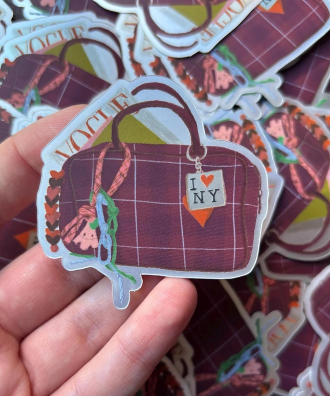 Gingham Handbag Holographic Sticker