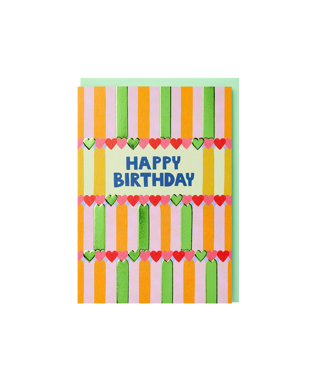 Happy Birthday Hearts & Stripes Card