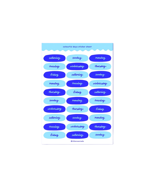 Blue Days of The Week Sticker Sheet