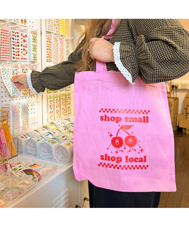 Shop Small, Shop Local Pink Tote Bag