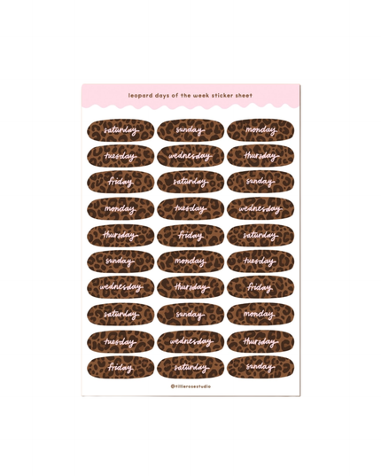 Leopard Days of The Week Sticker Sheet