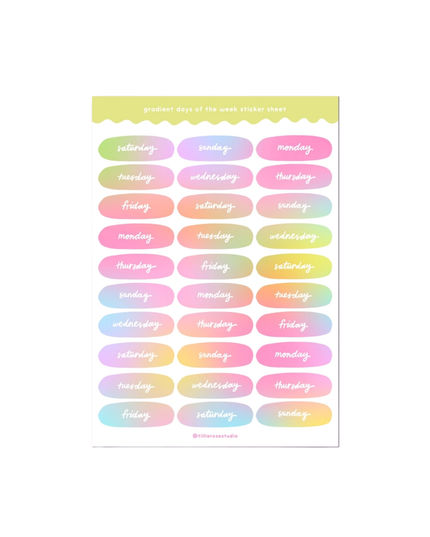 Pastel Days of The Week Sticker Sheet