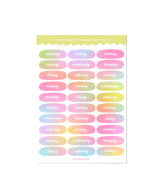 Pastel Days of The Week Sticker Sheet